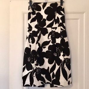 Lovely floral black and white strapless dress